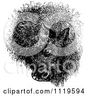 Clipart Of A Retro Vintage Black And White Buffalo Head Royalty Free Vector Illustration