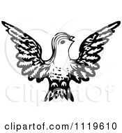 Clipart Of A Retro Vintage Black And White Bird 1 Royalty Free Vector Illustration