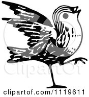 Clipart Of A Retro Vintage Black And White Bird 2 Royalty Free Vector Illustration