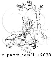 Clipart Of A Retro Vintage Black And White Man Digging A Grave For His Dead Dog Royalty Free Vector Illustration by Prawny Vintage