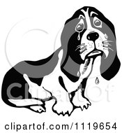 Poster, Art Print Of Retro Vintage Black And White Crying Basset Hound