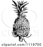Clipart Of A Retro Vintage Black And White Pineapple Royalty Free Vector Illustration