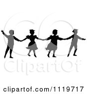Poster, Art Print Of Retro Vintage Silhouetted Children Holding Hands