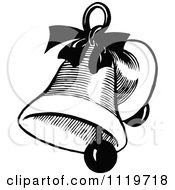 Clipart Of A Retro Vintage Black And White Christmas Bell Royalty Free Vector Illustration by Prawny Vintage