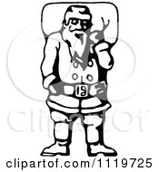 Poster, Art Print Of Retro Vintage Black And White Santa Carrying His Christmas Sack 2