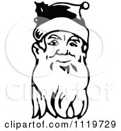 Poster, Art Print Of Retro Vintage Black And White Santa Face With A Long Beard