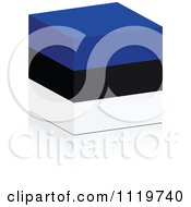 3d Estonian Flag Cube With A Reflection