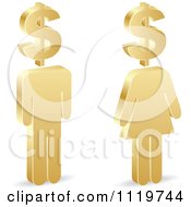 Poster, Art Print Of 3d Golden People With Dollar Symbol Heads