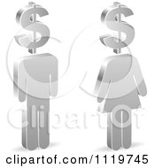 Clipart Of 3d Silver People With Dollar Symbol Heads Royalty Free Vector Illustration by Andrei Marincas