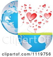 Poster, Art Print Of Open Globe With Hearts