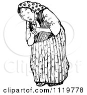 Clipart Of A Retro Vintage Black And White Tired Old Lady Royalty Free Vector Illustration