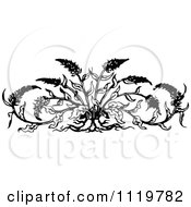 Clipart Of A Retro Vintage Black And White Wild Flower Flourish Royalty Free Vector Illustration