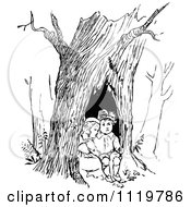 Poster, Art Print Of Retro Vintage Black And White Children Resting In A Tree