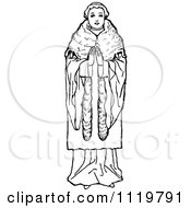 Clipart Of A Retro Vintage Black And White Monk Royalty Free Vector Illustration