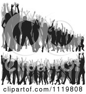 Clipart Of Crowds Of Silhouetted Dancers 3 Royalty Free Vector Illustration
