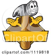 Cartoon Of A Happy Claw Hammer Logo Or Sign Design With Copyspace And A Brown Diamond Royalty Free Vector Clipart