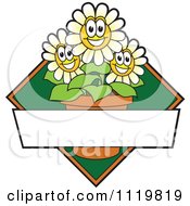 Happy White Daisy Flower Logo Or Sign Design With Copyspace And A Green Diamond