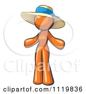 Cartoon Of An Orange Woman Wearing A Sun Hat Royalty Free Vector Clipart
