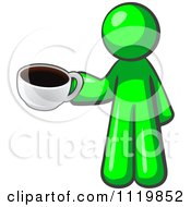 Lime Green Man With A Cup Of Coffee