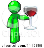 Poster, Art Print Of Lime Green Man Wine Tasting And Giving A Toast