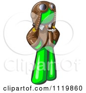 Cartoon Of A Lime Green Aviator Pilot With A Leather Helmet Royalty Free Vector Clipart by Leo Blanchette