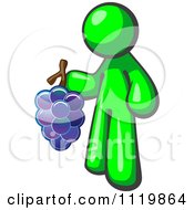 Poster, Art Print Of Lime Green Man Vintner Wine Maker Holding Grapes