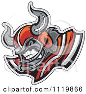 Clipart Of A Competitive Bull Football Player Mascot With Shoulder Pads Royalty Free Vector Illustration