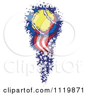 Poster, Art Print Of Tennis Ball With A Trail Of American Stars And Stripes