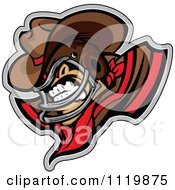 Clipart Of A Competitive Cowboy Football Player Mascot With Shoulder Pads Royalty Free Vector Illustration