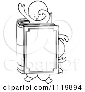 Clipart Of A Retro Vintage Black And White Goops Kid In A Book Royalty Free Vector Illustration