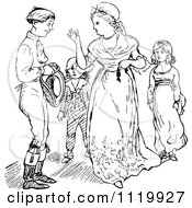 Poster, Art Print Of Retro Vintage Black And White Mother Taking A Coin From Her Husband In Front Of Their Children