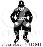 Clipart Of A Retro Vintage Black And White Constable 4 Royalty Free Vector Illustration