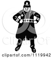 Clipart Of A Retro Vintage Black And White Constable 5 Royalty Free Vector Illustration