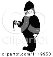 Retro Vintage Black And White Police Man Holding A Pocket Watch