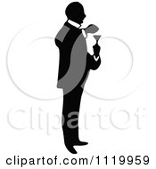 Clipart Of A Retro Vintage Black And White Pharmacist 2 Royalty Free Vector Illustration