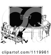 Poster, Art Print Of Retro Vintage Black And White Teacher And Students Studying Division