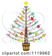 Poster, Art Print Of Potted Christmas Tree With Colorful Ornaments