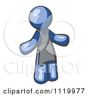 Cartoon Of A Blue Man Wearing An Apron Royalty Free Vector Clipart