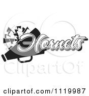 Clipart Of A Black And White Hornets Cheerleader Design Royalty Free Vector Illustration