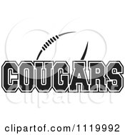 Clipart Of A Black And White American Football And Cougars Team Text Royalty Free Vector Illustration by Johnny Sajem