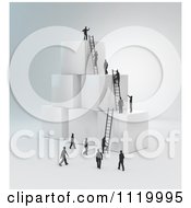 Poster, Art Print Of 3d Tiny Business Peopel Climbing Ladders On Cubes 2