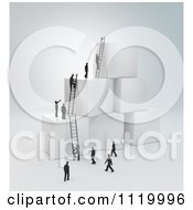 Poster, Art Print Of 3d Tiny Business Peopel Climbing Ladders On Cubes 1