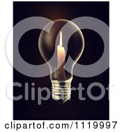 Poster, Art Print Of 3d Candle Burning In A Light Bulb On Black