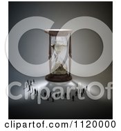 Poster, Art Print Of 3d Tiny People Standing In The Shadow Of An Hourglass