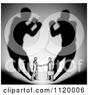 Poster, Art Print Of 3d Businessmen Shaking Hands With A Shadow Of Them Boxing 2