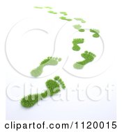 Poster, Art Print Of 3d Grassy Footprints Leading Off Into The Distance