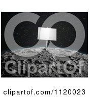 Clipart Of A 3d Blank Sign On The Moon Royalty Free CGI Illustration