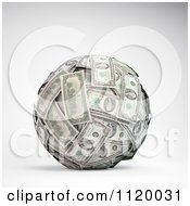 Poster, Art Print Of 3d Ball Made Of One Hundred Dollar Bills
