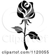 Clipart Of A Black And White Rose Flower 5 Royalty Free Vector Illustration