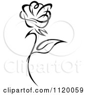 Clipart Of A Black And White Rose Flower 1 Royalty Free Vector Illustration by Vector Tradition SM